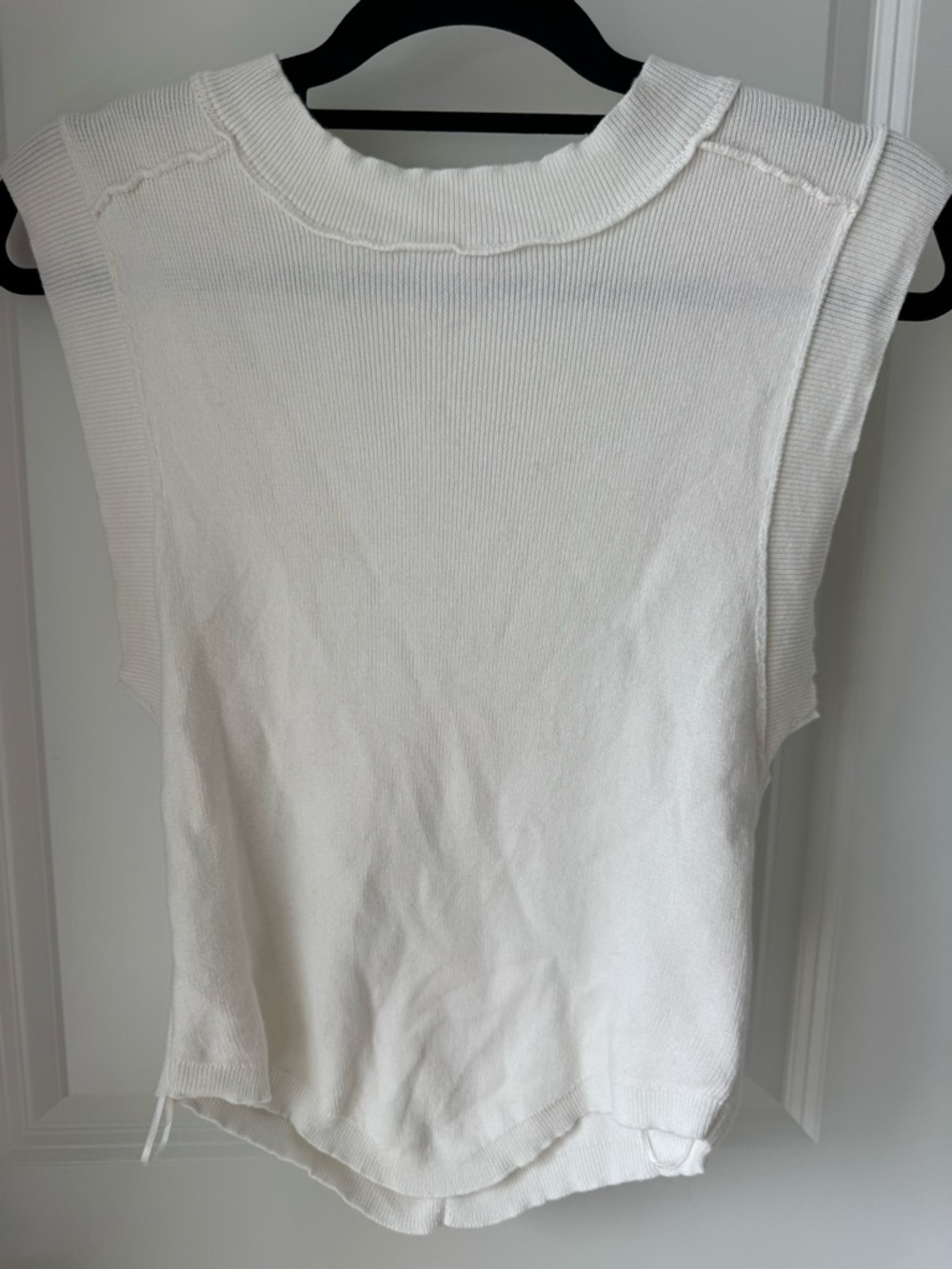eesome Ivory Ribbed Sleeveless Knit Tank